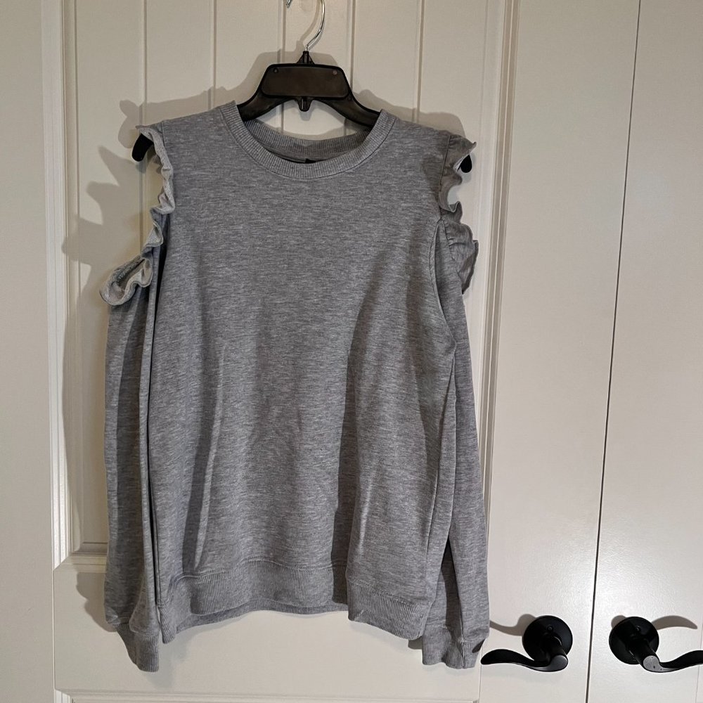 Cold Shoulder Sweatshirt with Ruffle Detail - Picture 3 of 3